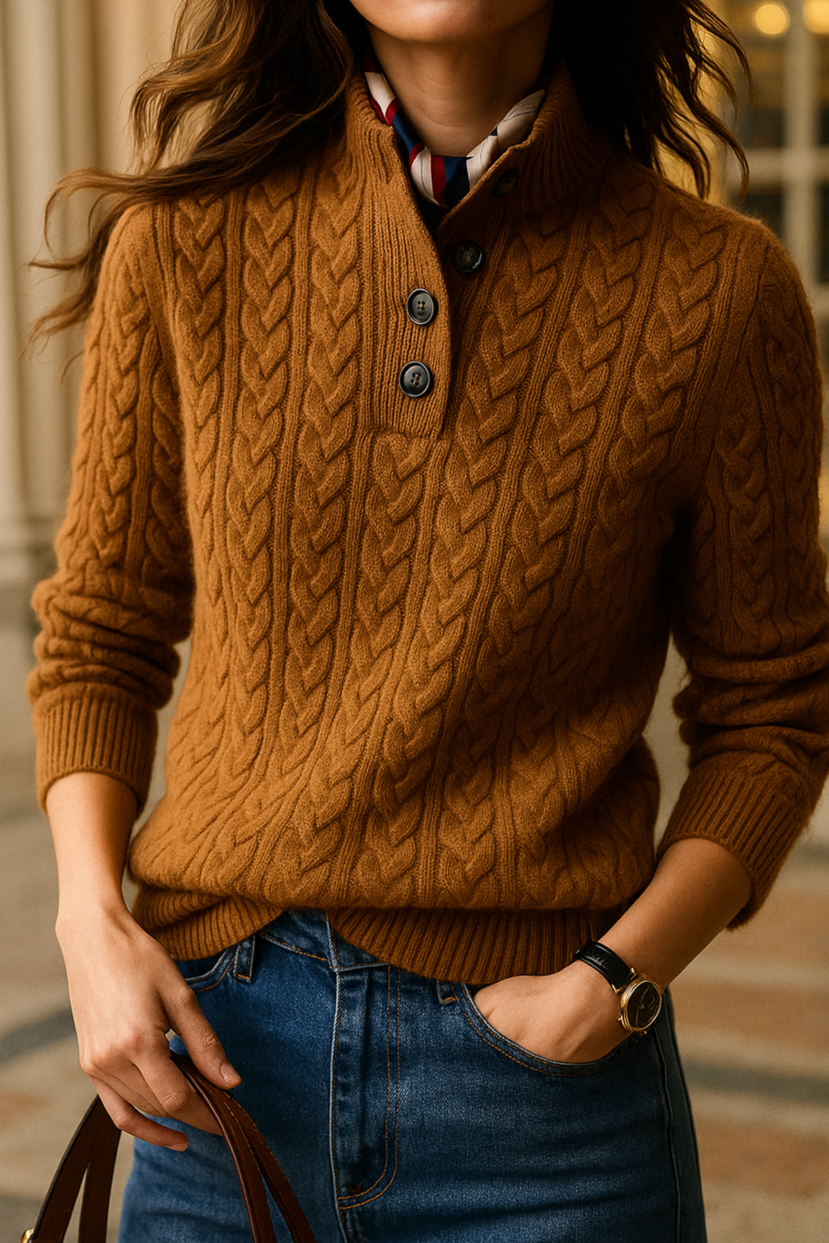 Women's Textured Cable Knit Sweater