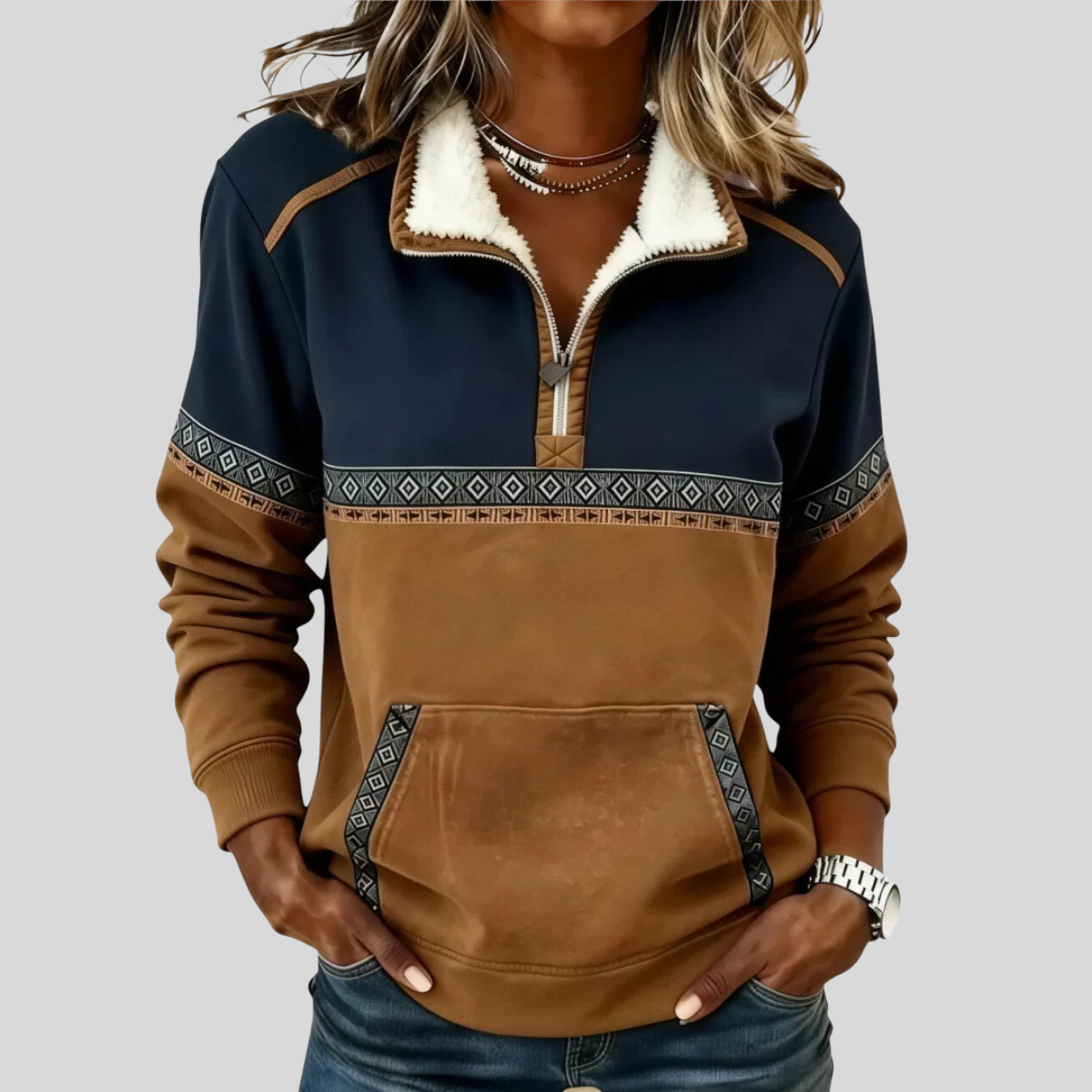 Alvette™ | Sherpa Collar Half-Zip Pullover