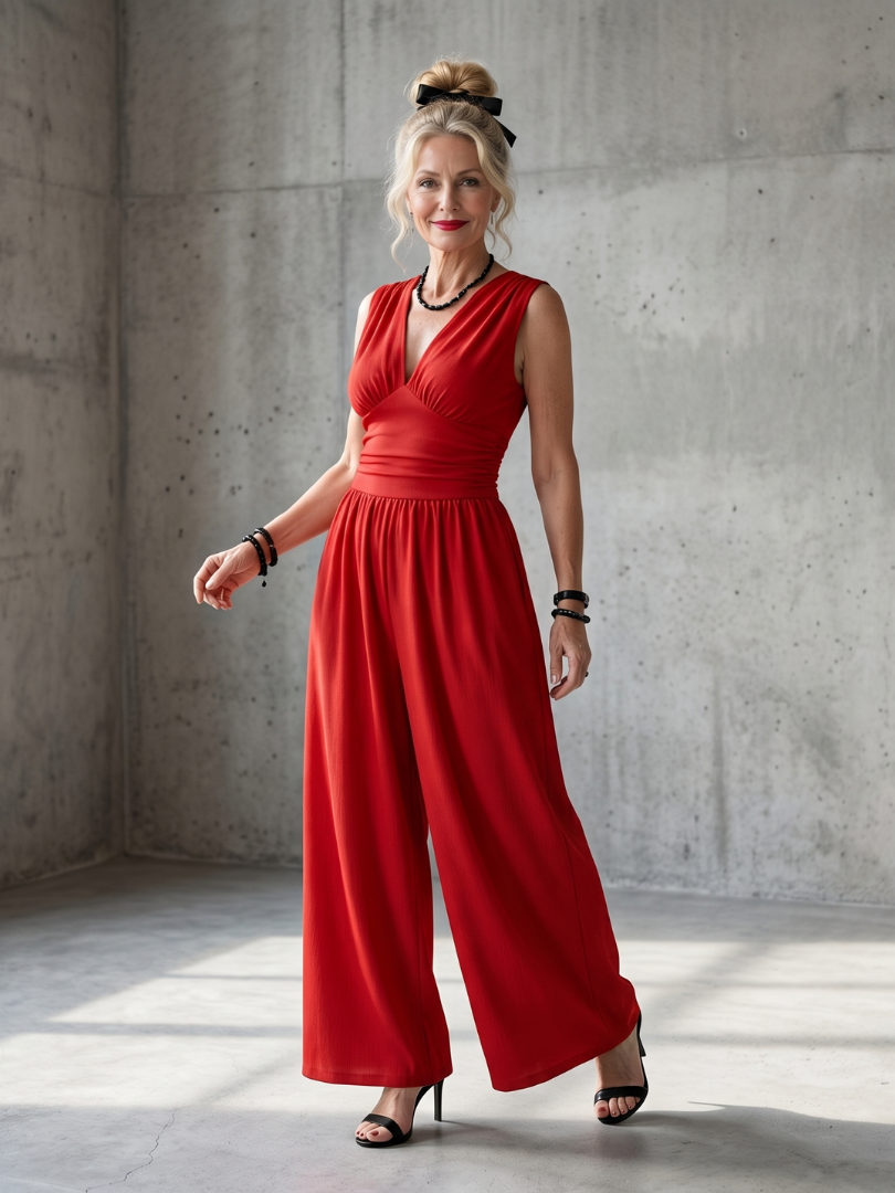 Celeste™ | Deep V Waist Defined Wide Leg Jumpsuit