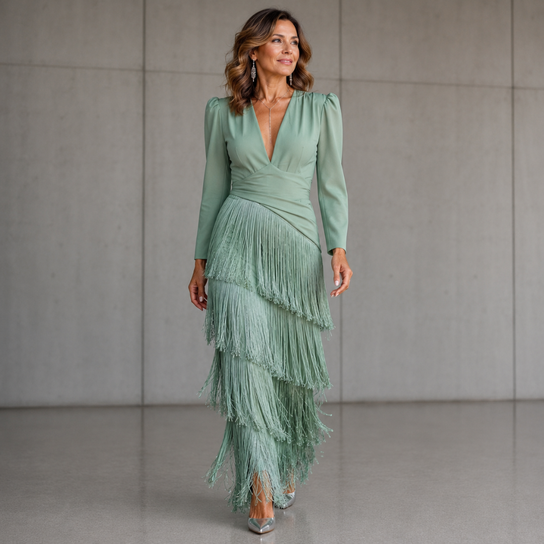 Isabeau™ | Tiered Fringe Maxi Dress