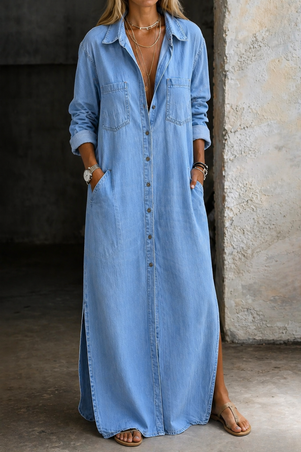 Lena™ | Button Down Maxi Dress