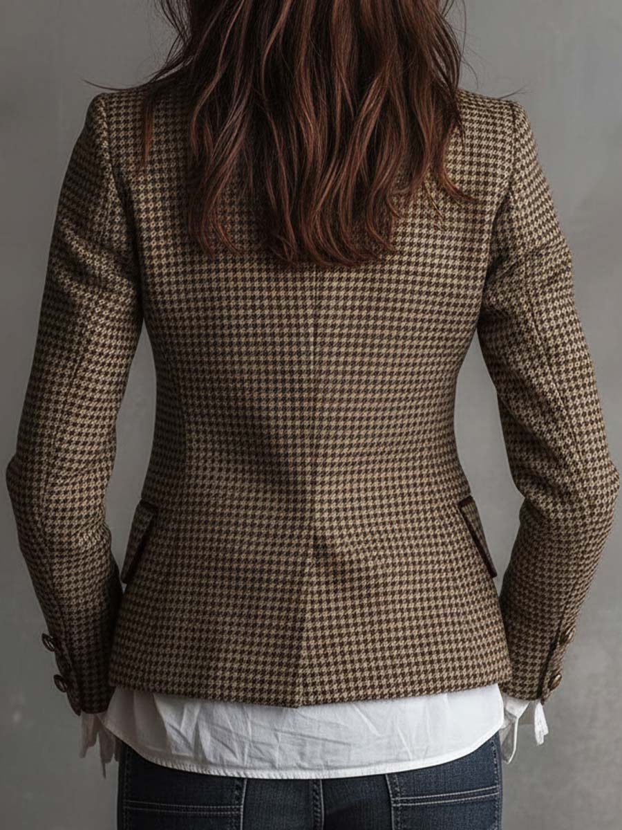 Delvaine™ | Vintage Houndstooth Tailored Blazer
