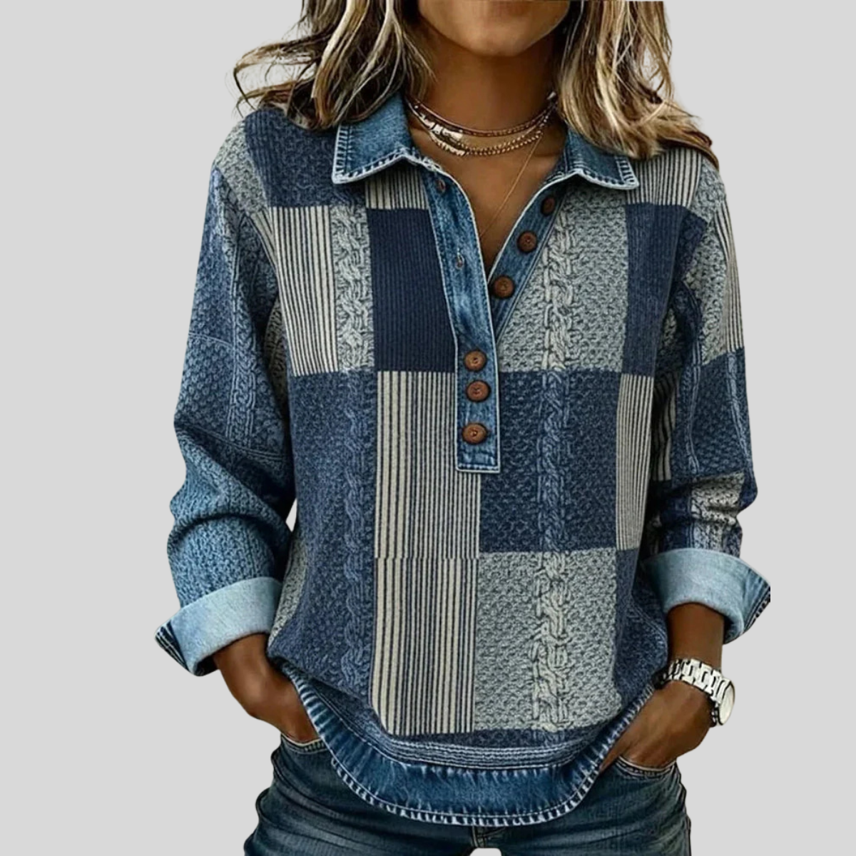 Meridell™ | Colorblock Print Sweatshirt