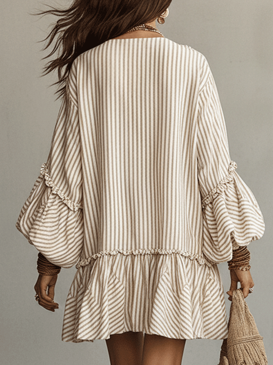Rafferty™ | Striped Ruffled Boho Mini Dress