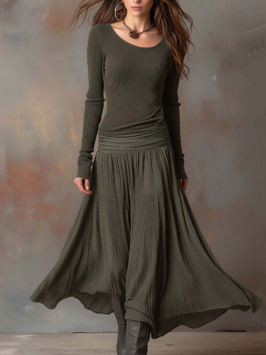 Laverne™ | Long Sleeve Midi Dress