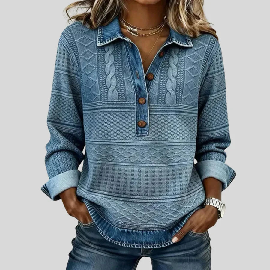 Marguerite™ | Vintage Cable Knit Collared Jumper