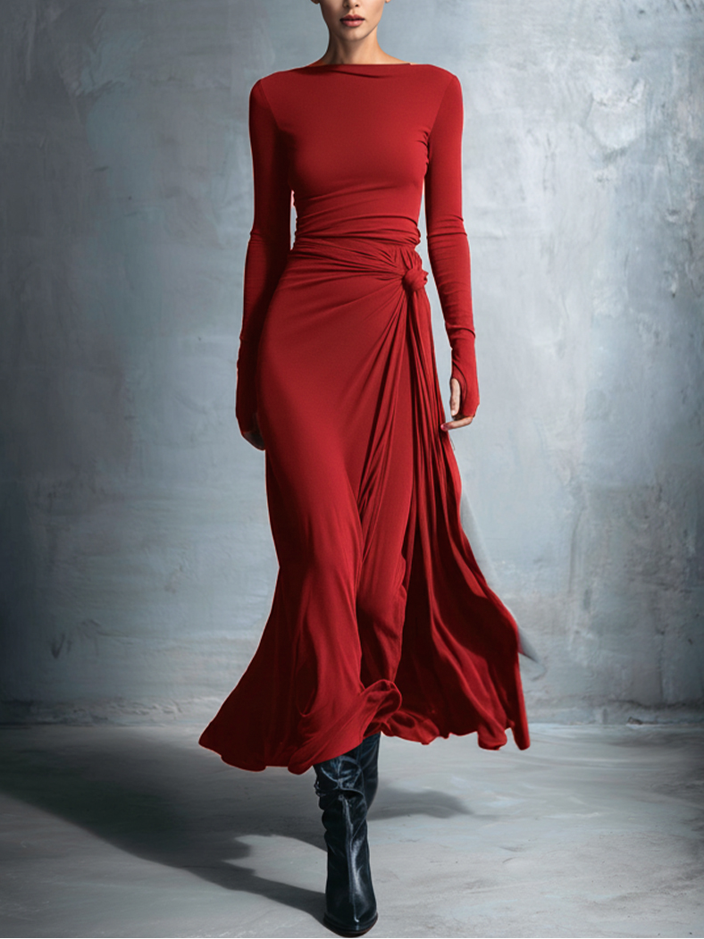Mildred | Side-Knot Jersey Maxi Dress