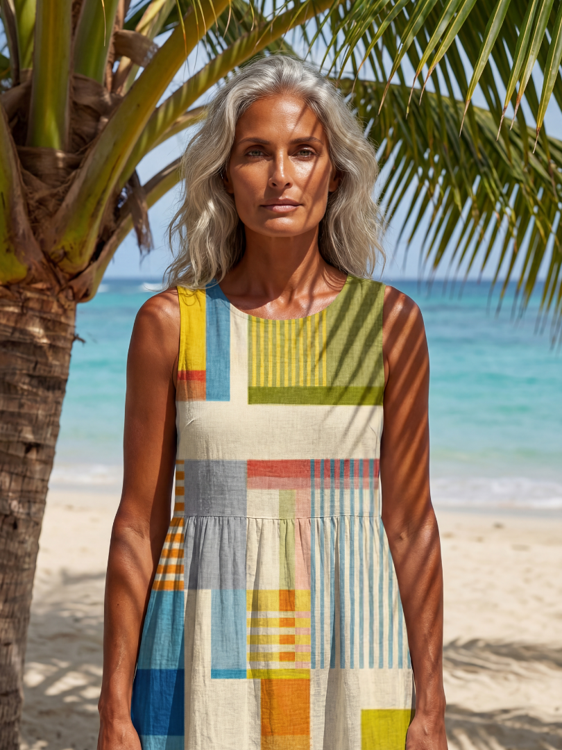 Lexara™ | Painted Block Midi Dress
