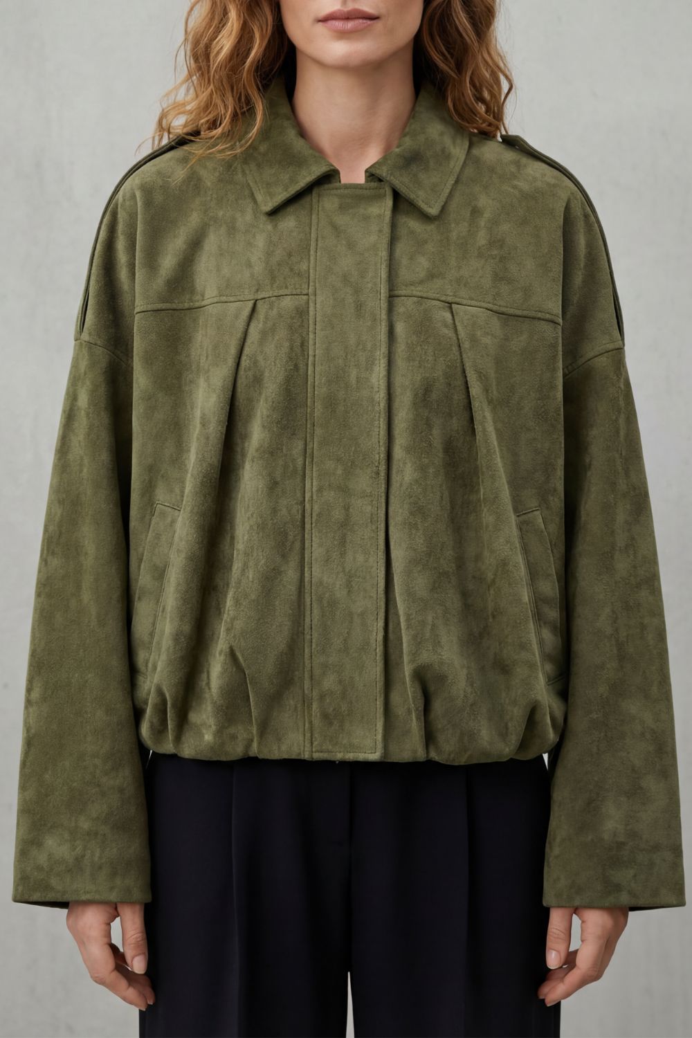 Women's Sculpted Volume Suede Bomber Jacket