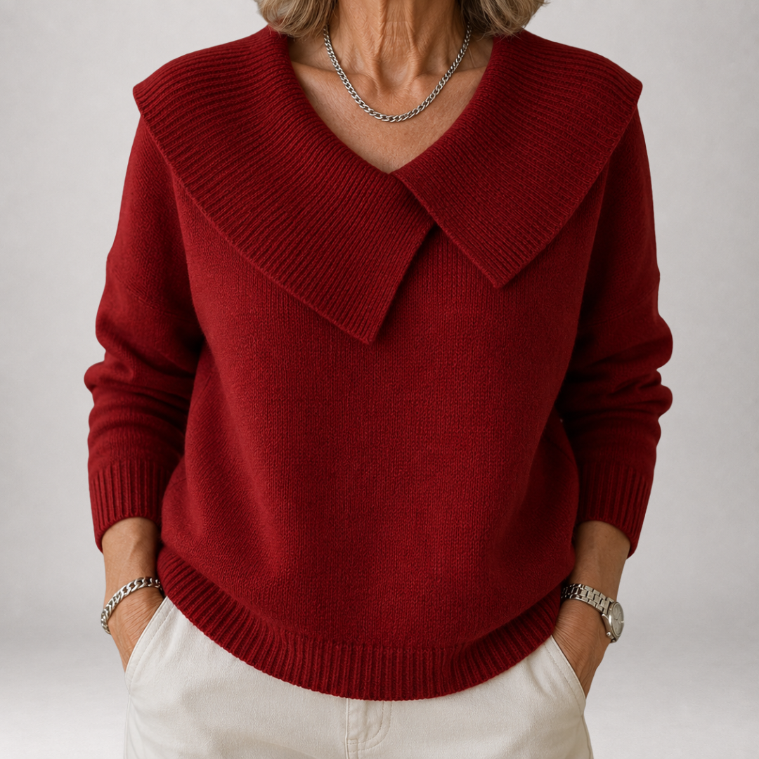 Solenne™ | Oversized Shawl Collar Knit Sweater