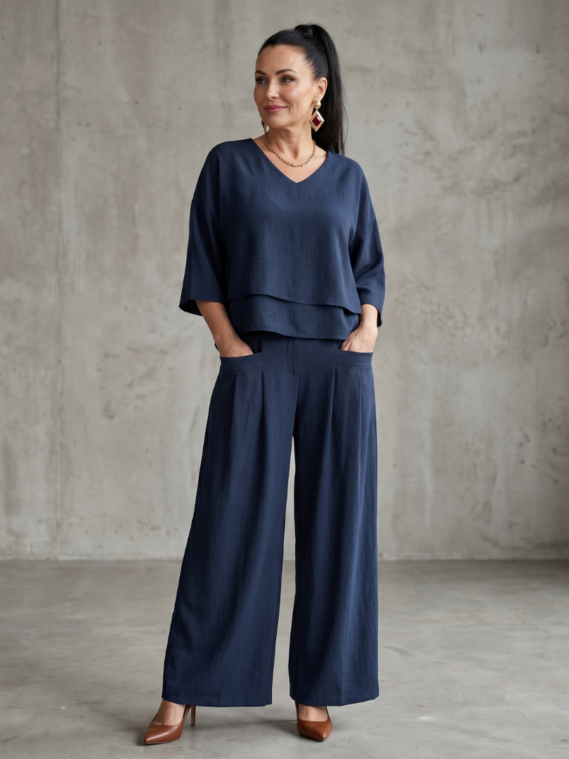 Greta™ | Layered Top Wide Leg Set