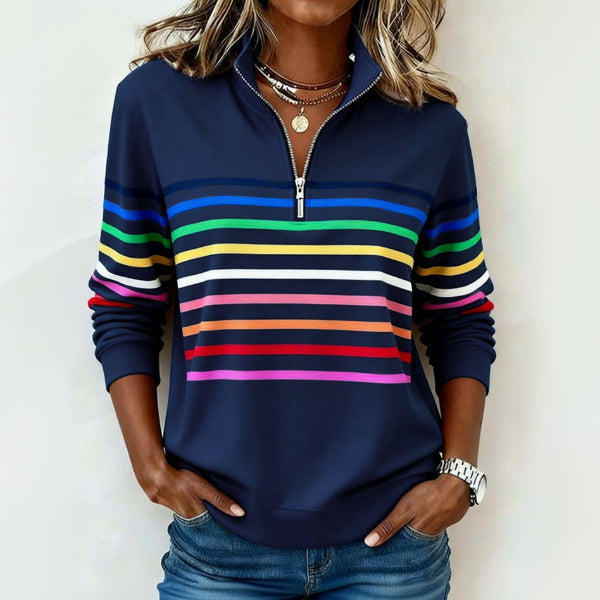 Dawnray™ | Relaxed Colorful Striped Quarter-Zip Pullover