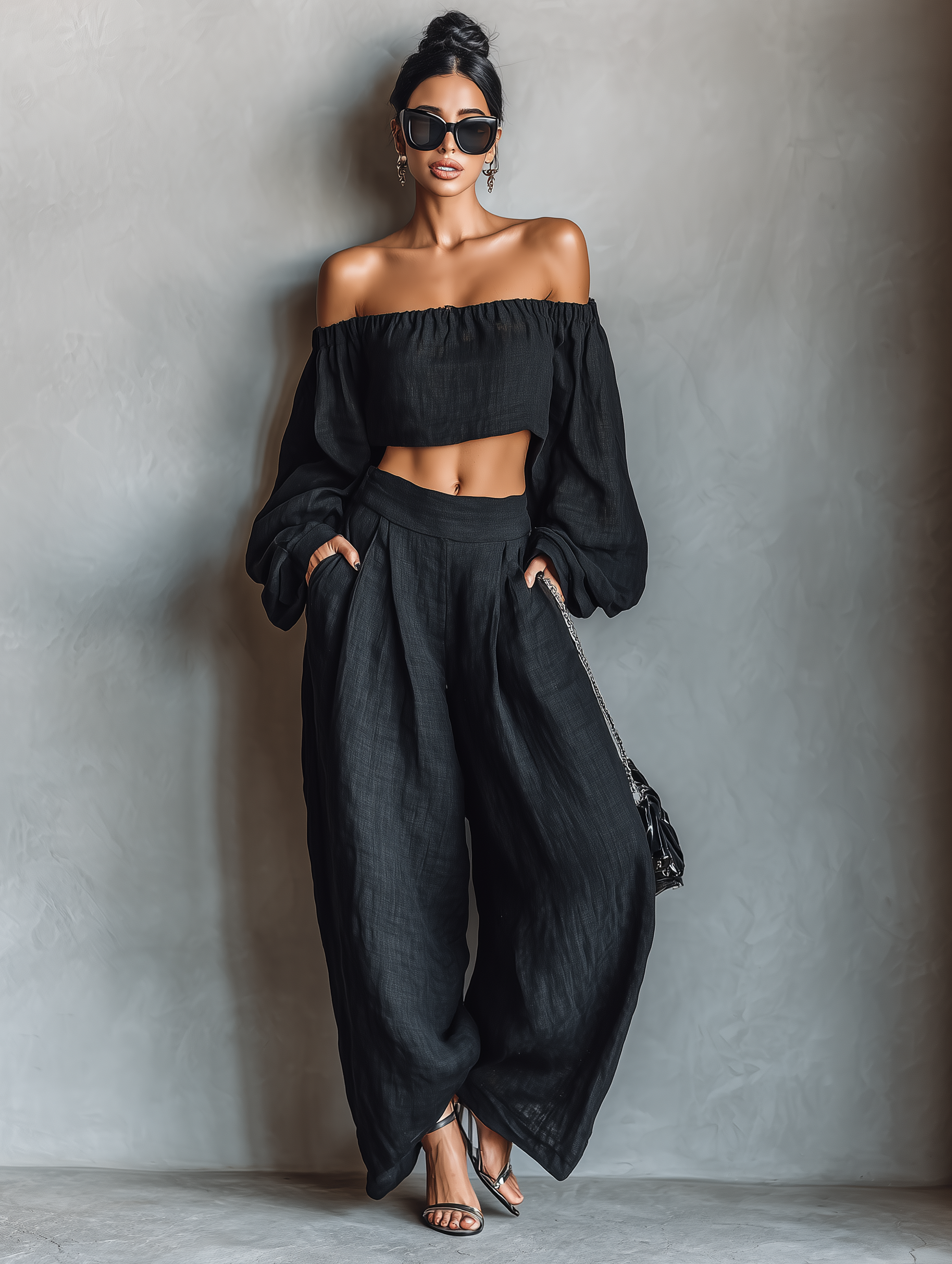 Beatrix™ | Off-Shoulder Crop Top & Wide-Leg Pant Set