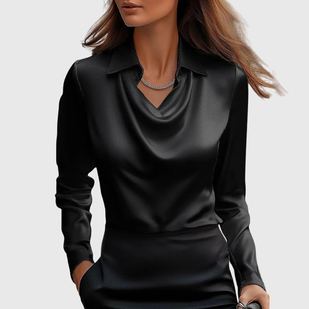 Brooklyn | Women's Cowl-Neckline Blouse with Flowing Draped Fit