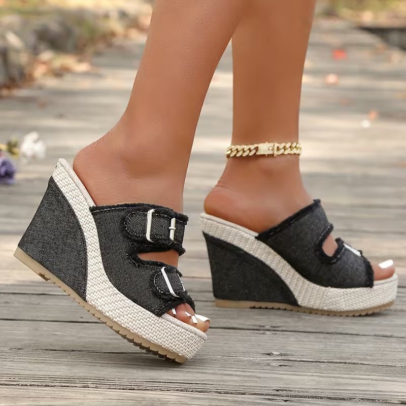 Damaris™ | Fray Edge Wedge Sandals