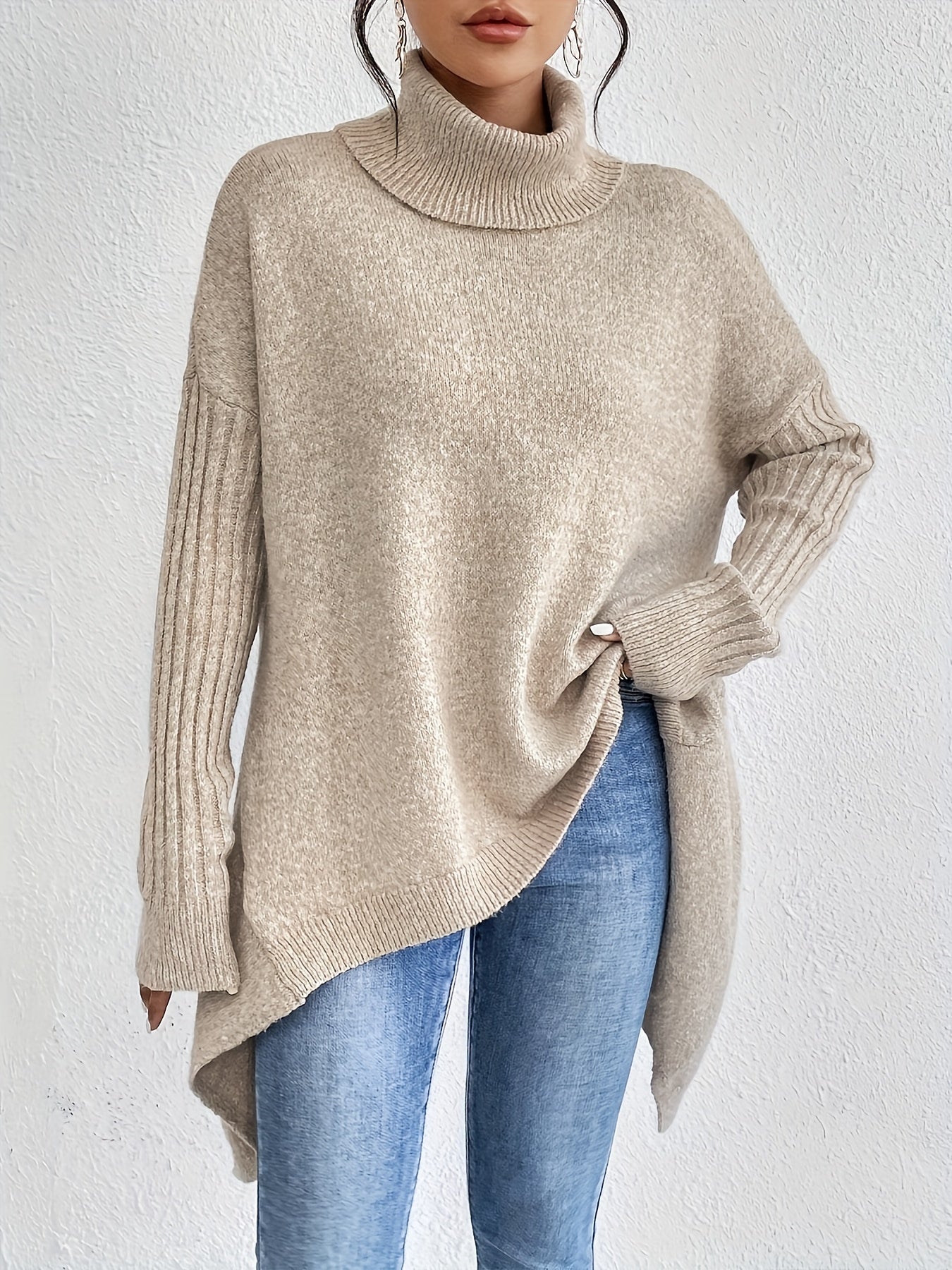 Anouk™ | High Neck Asymmetric Sweater