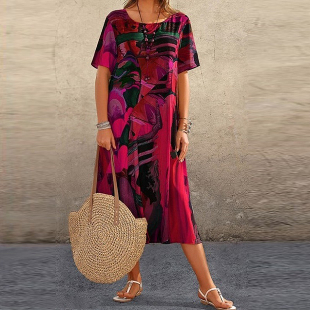 Priscilla™ | Women's Mid-Calf Short Sleeve Midi Dress