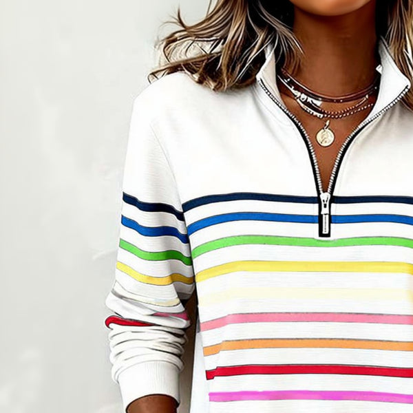 Dawnray™ | Relaxed Colorful Striped Quarter-Zip Pullover