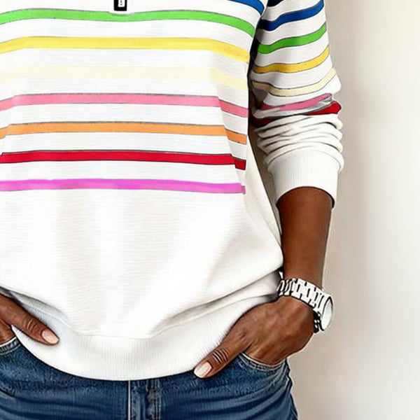 Dawnray™ | Relaxed Colorful Striped Quarter-Zip Pullover