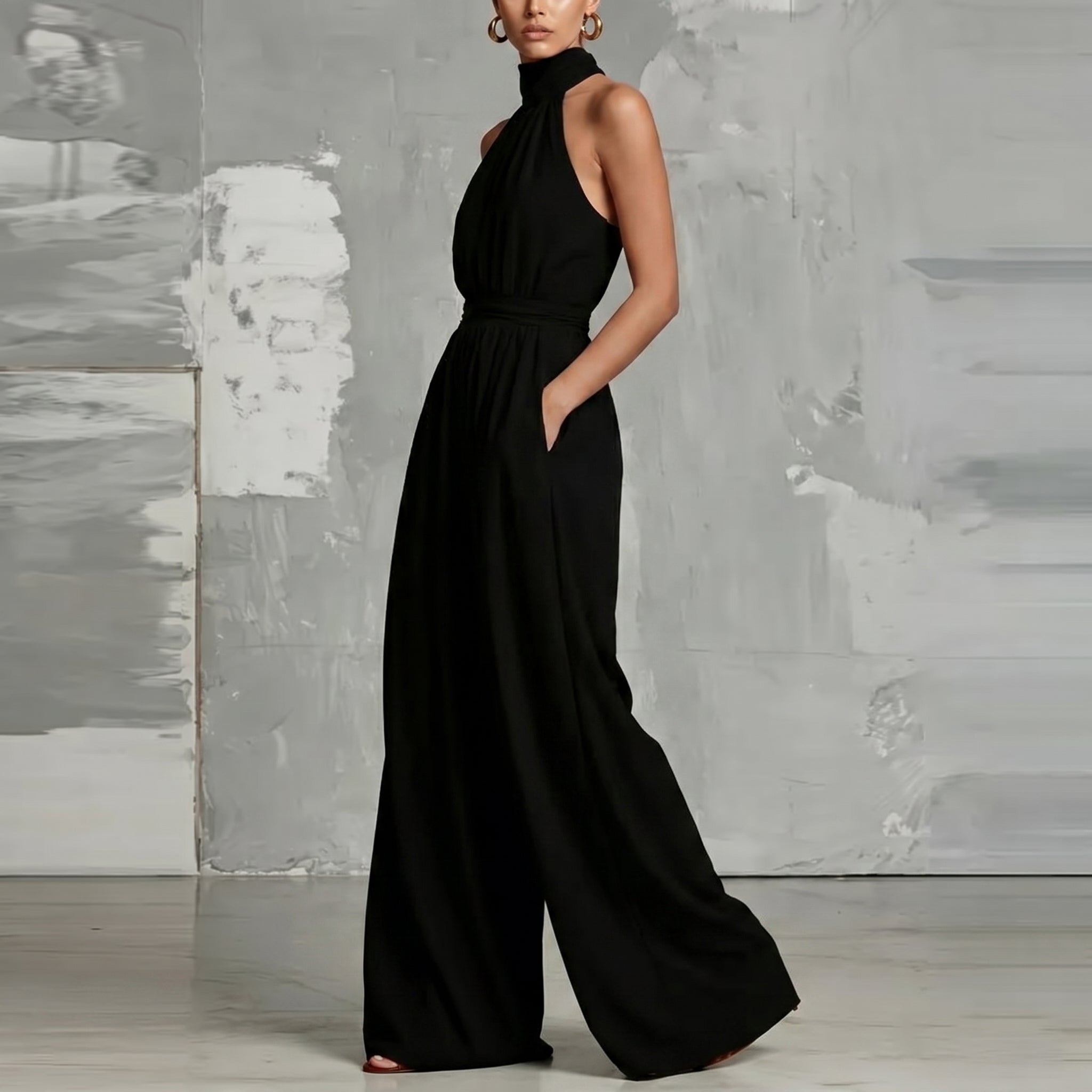 Laurel™ | Halter Neck Wide-Leg Jumpsuit