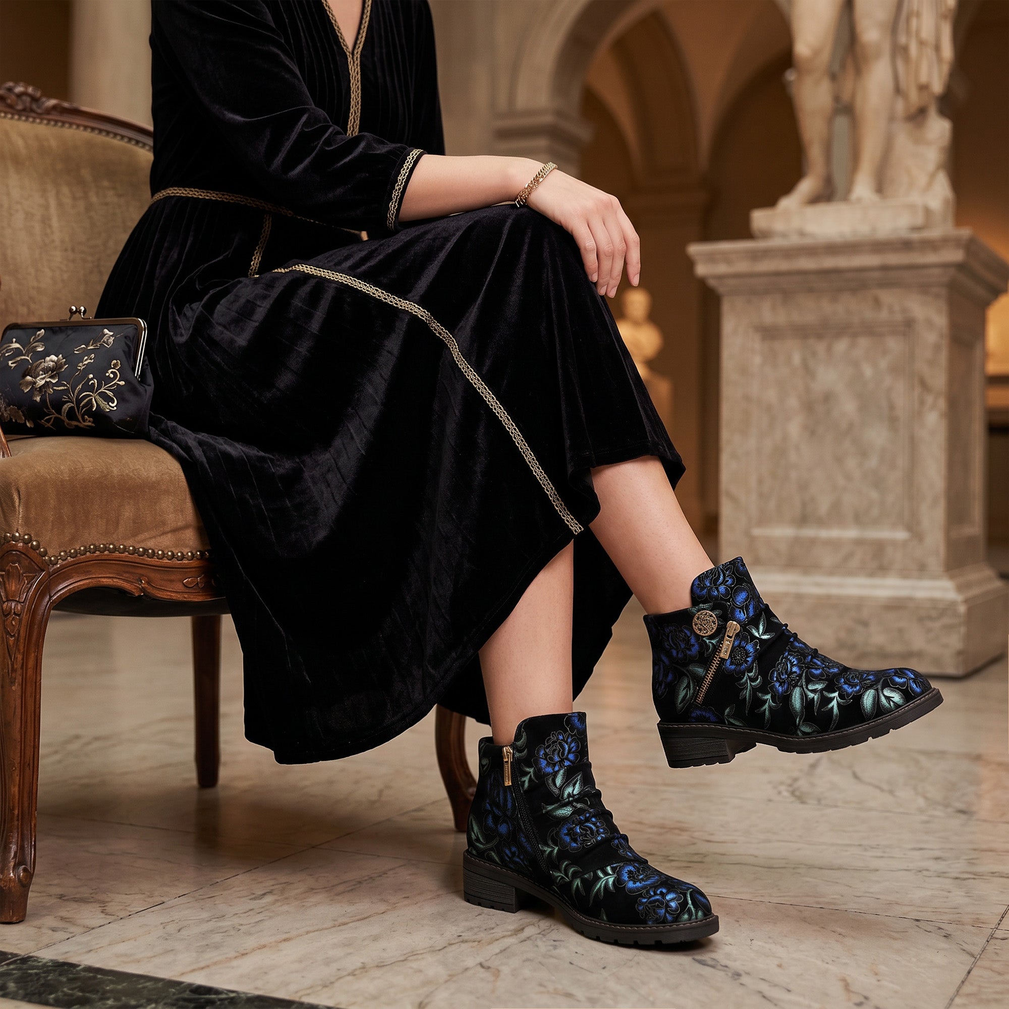 Korvaine™ | Floral Ankle Boot