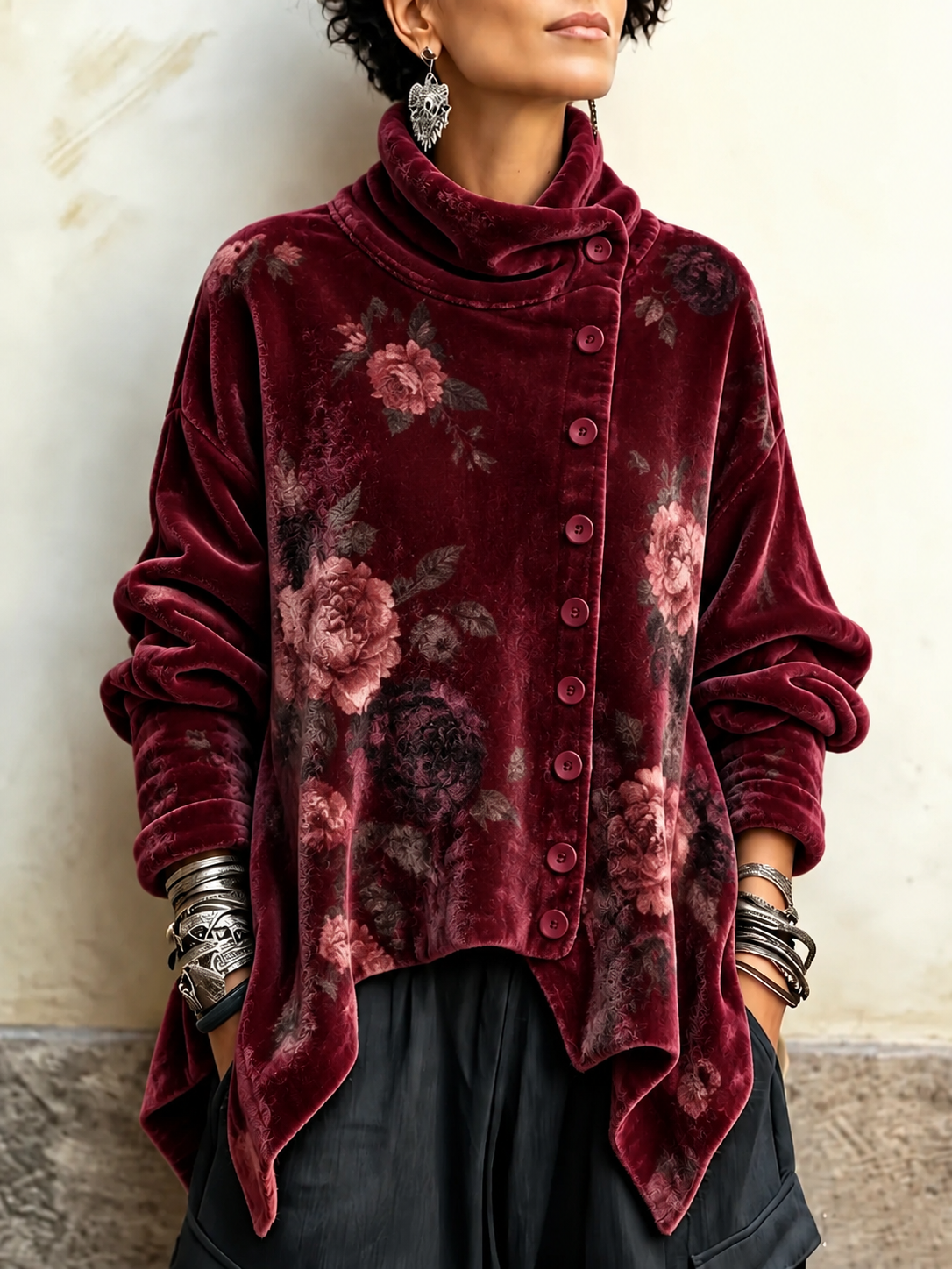 Domenica™ | Floral Cowl Neck Tunic Top