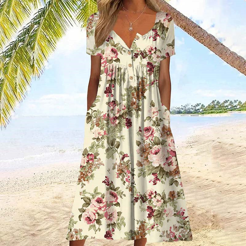 Sabrina™ | Vintage Floral Print Midi Dress