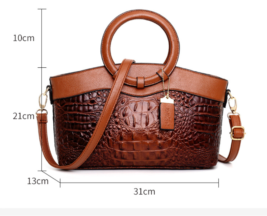 Dalene™ | Two-Tone Crocodile-Embossed Tote Bag
