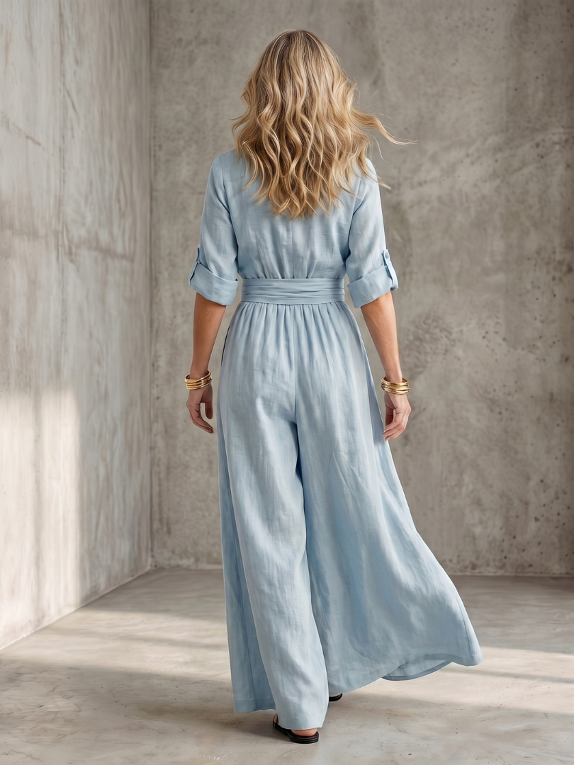 Birelle™ | Cross Front Wide Leg Jumpsuit