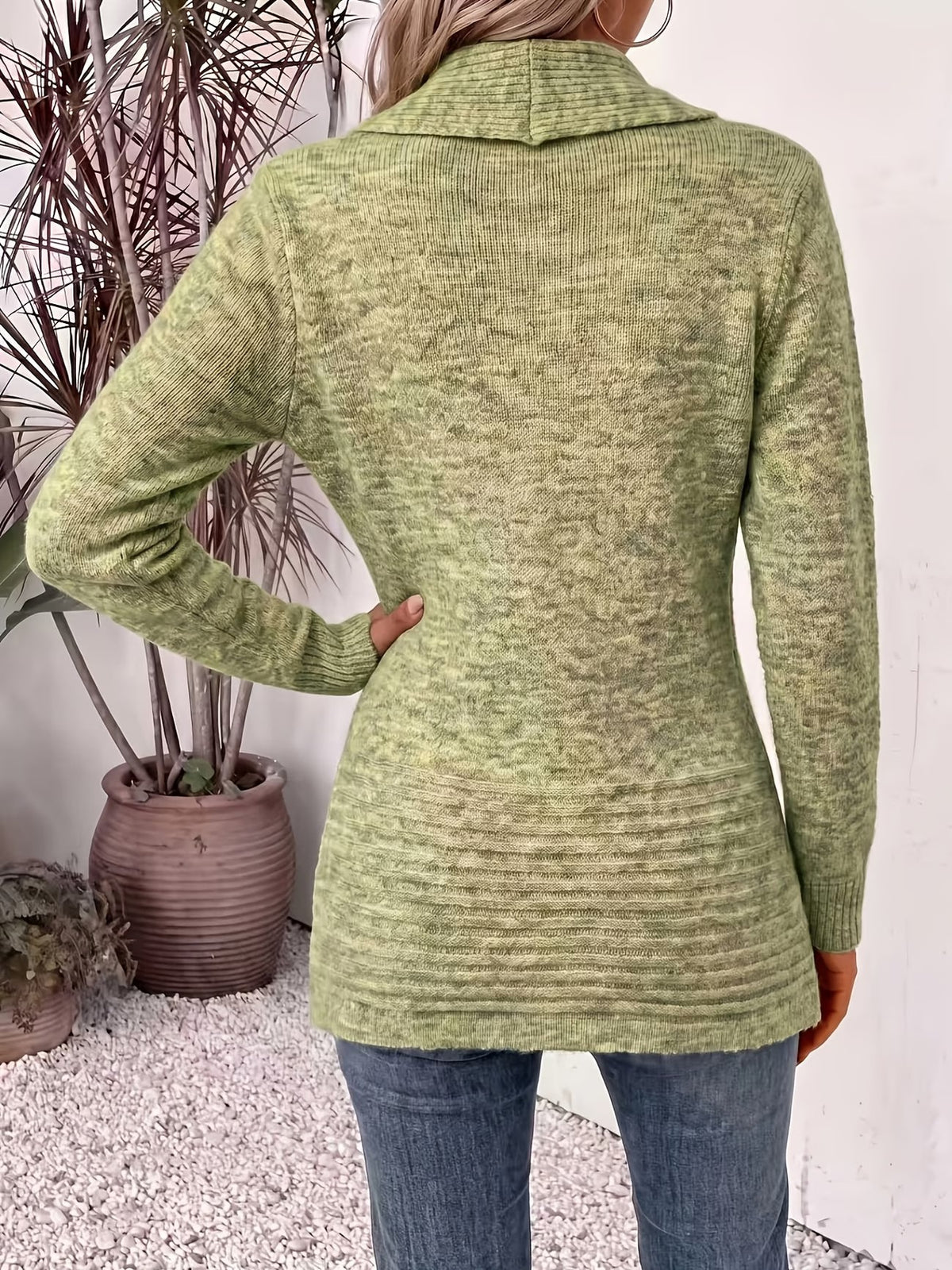 Tessa™ | Sage Ribbed Knit Button-Tab Cardigan