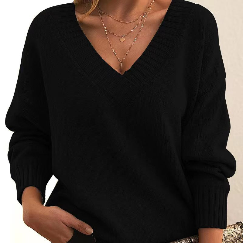 Marvaine™ | V-Neck Relaxed Pullover Sweater