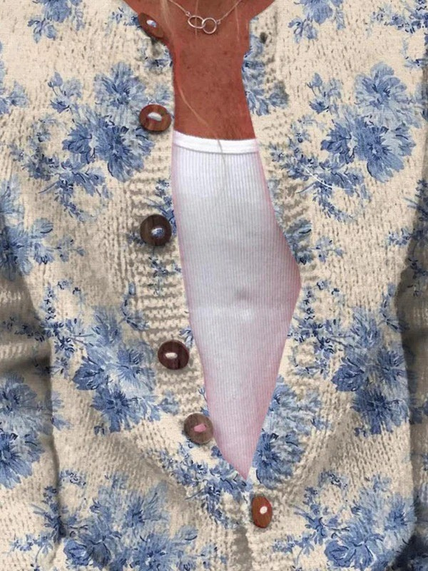 Ivorie™ | Vintage Floral Knit Cardigan