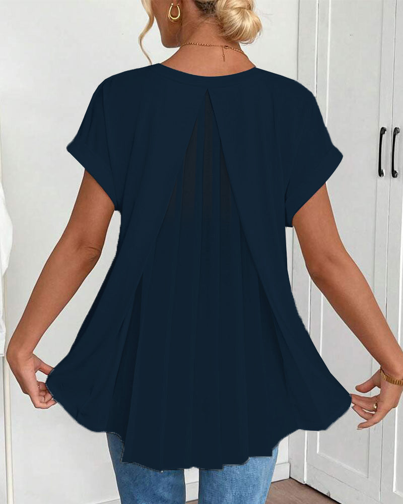 Winifred™ | Pleated Back V-Neck Blouse