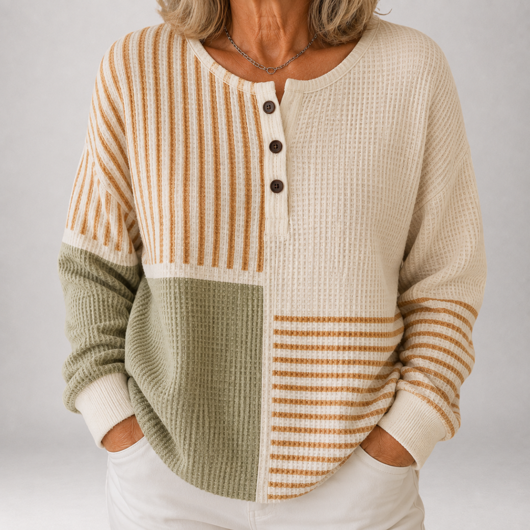 Lenore™ | Colourblock Waffle Henley