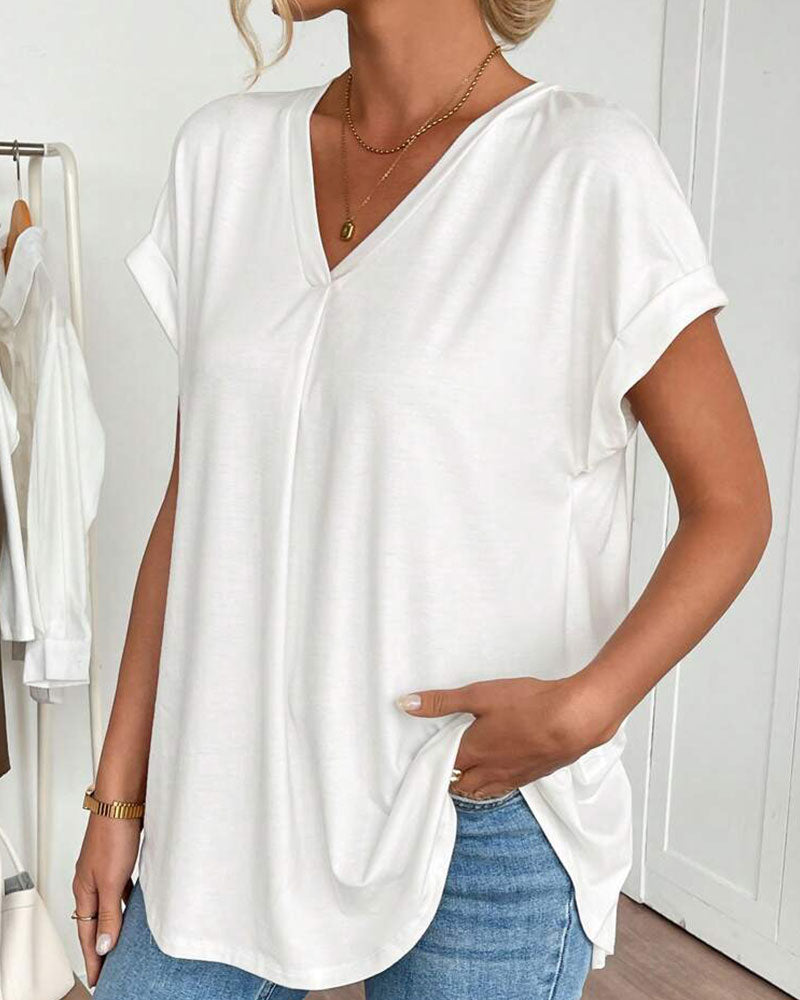 Winifred™ | Pleated Back V-Neck Blouse