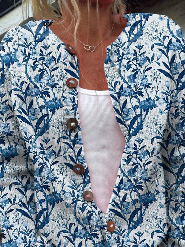Novelle™ | Vintage Floral Button-Front Cardigan