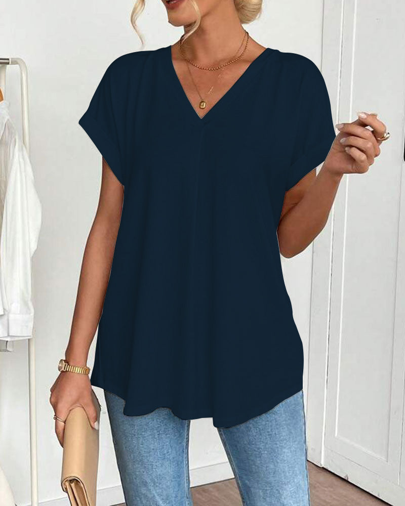 Winifred™ | Pleated Back V-Neck Blouse