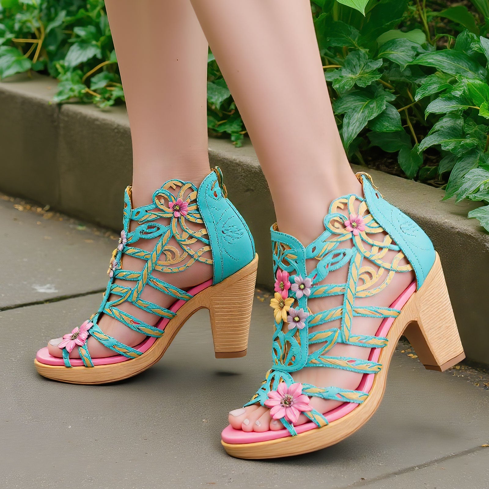 Orvella™ | Blooming Vine Cutout Heeled Sandal