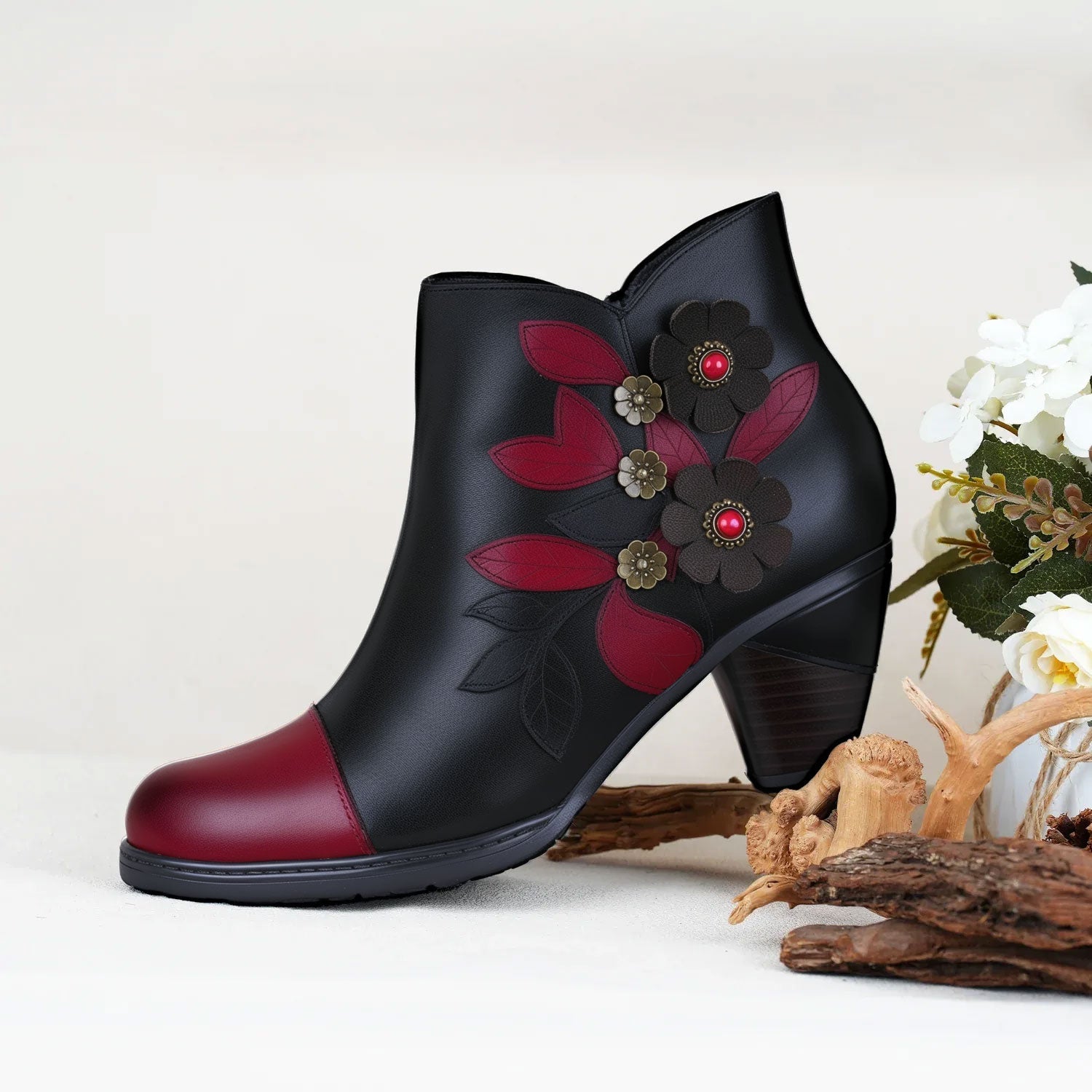 Bellantyne™ | Retro Boho Floral Charm Ankle Boots