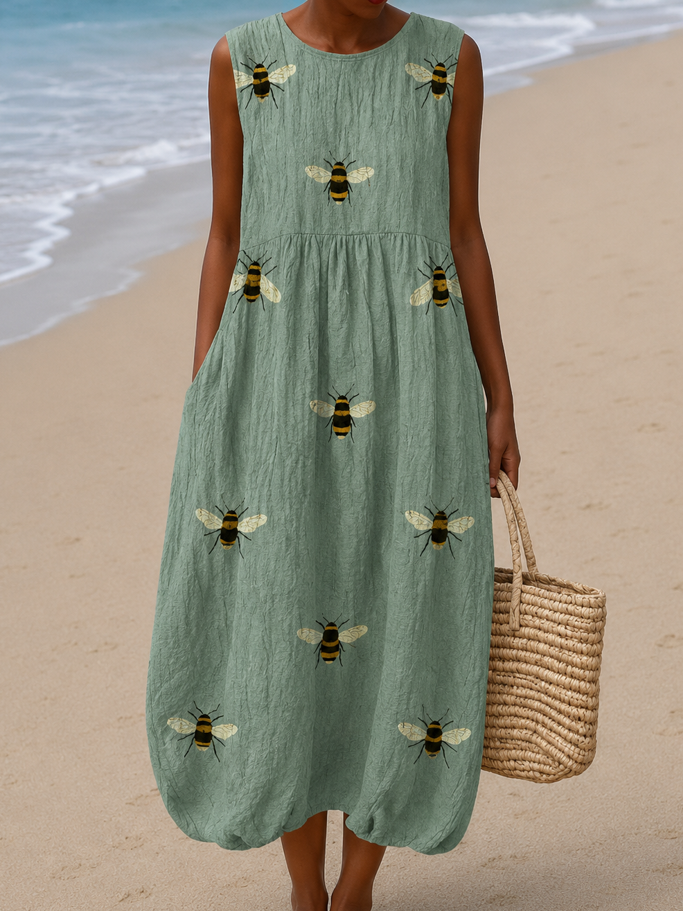 Verena™ | Sleeveless Printed Beach Midi Dress Loose