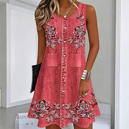 Rexana™ | Floral Button-Front Summer Dress