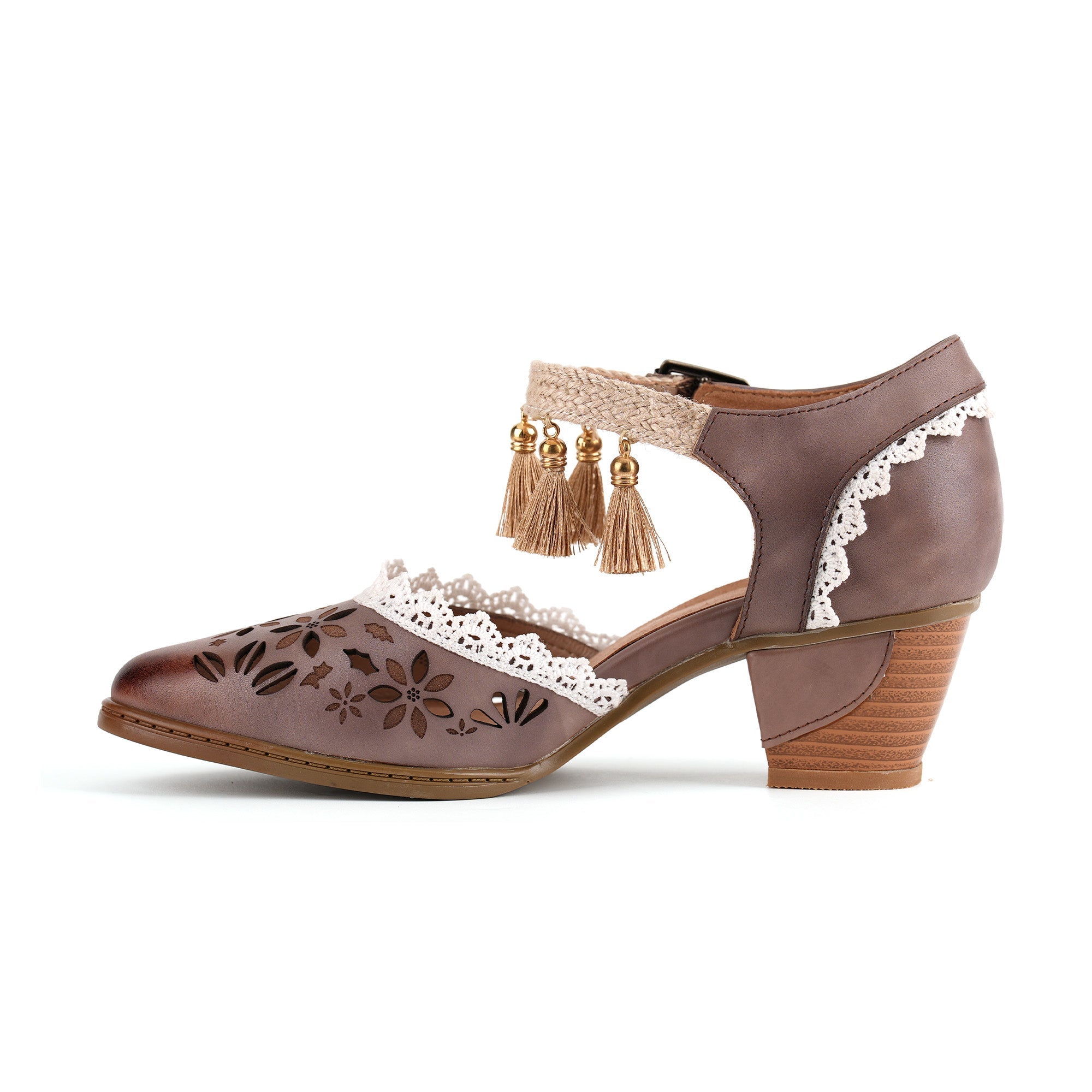 Adaora™ | Floral Cutout Tassel Mary Jane Heel