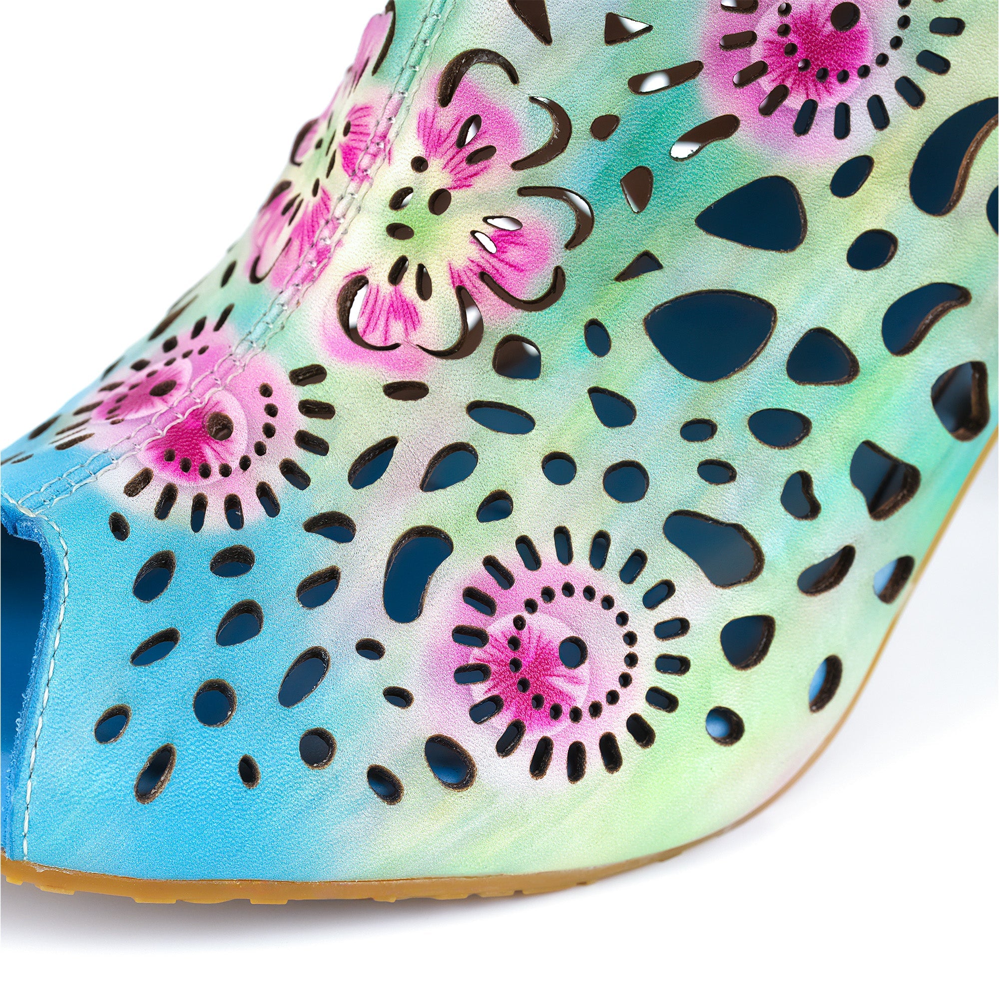 Iridella™ | Gradient Floral Cutout Lace Trim Sandal Bootie
