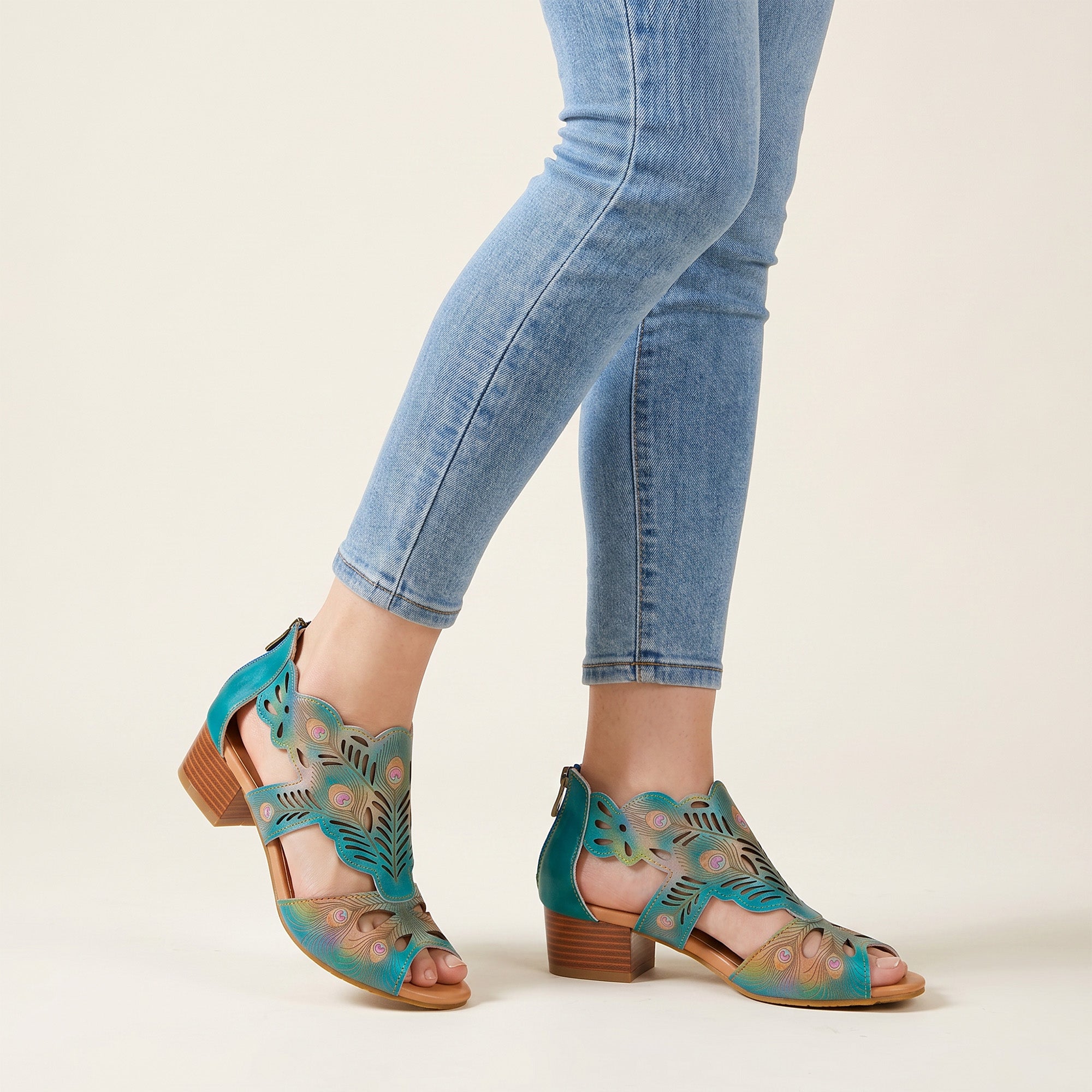 Fawnella™ | Peacock Cutout Sandal
