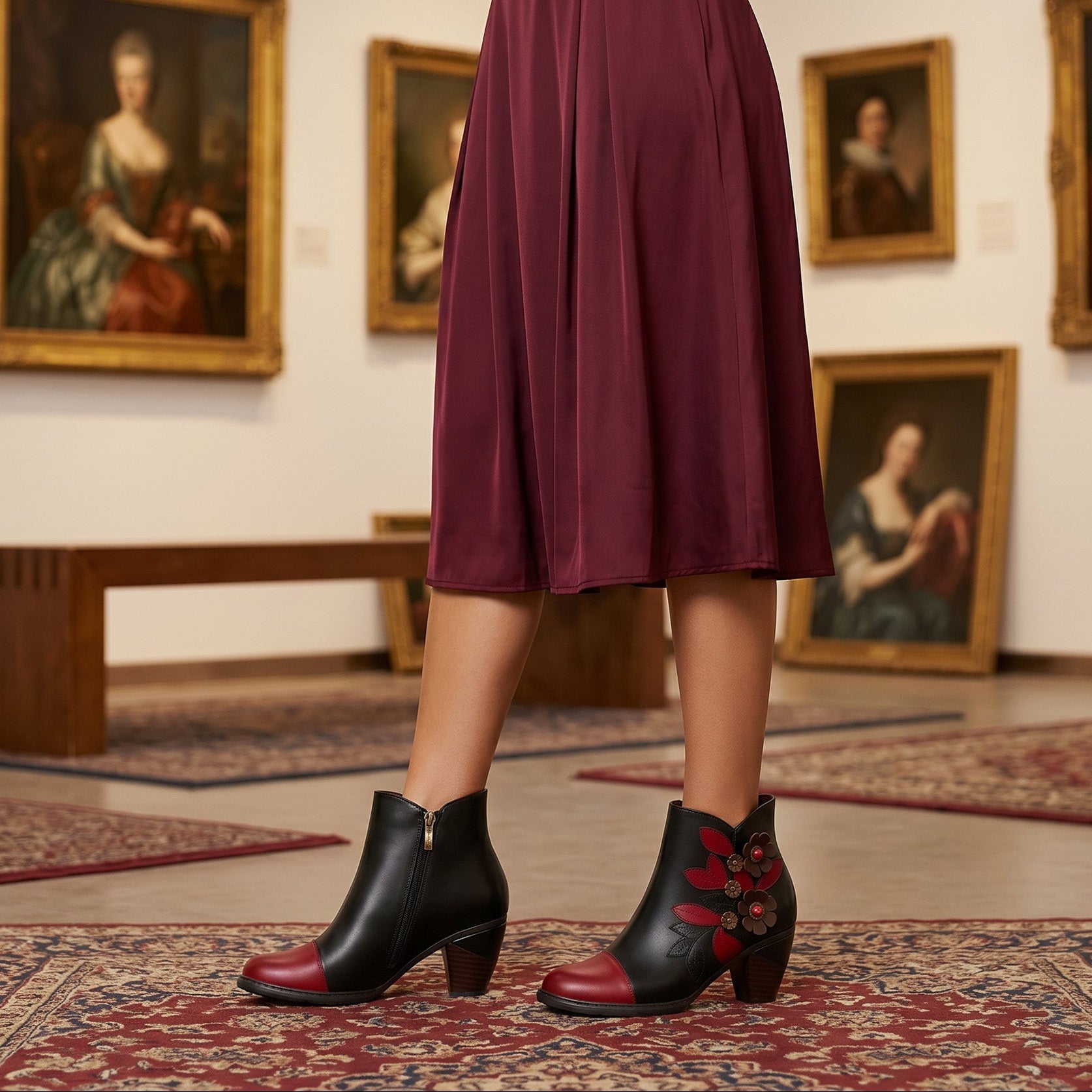 Bellantyne™ | Retro Boho Floral Charm Ankle Boots