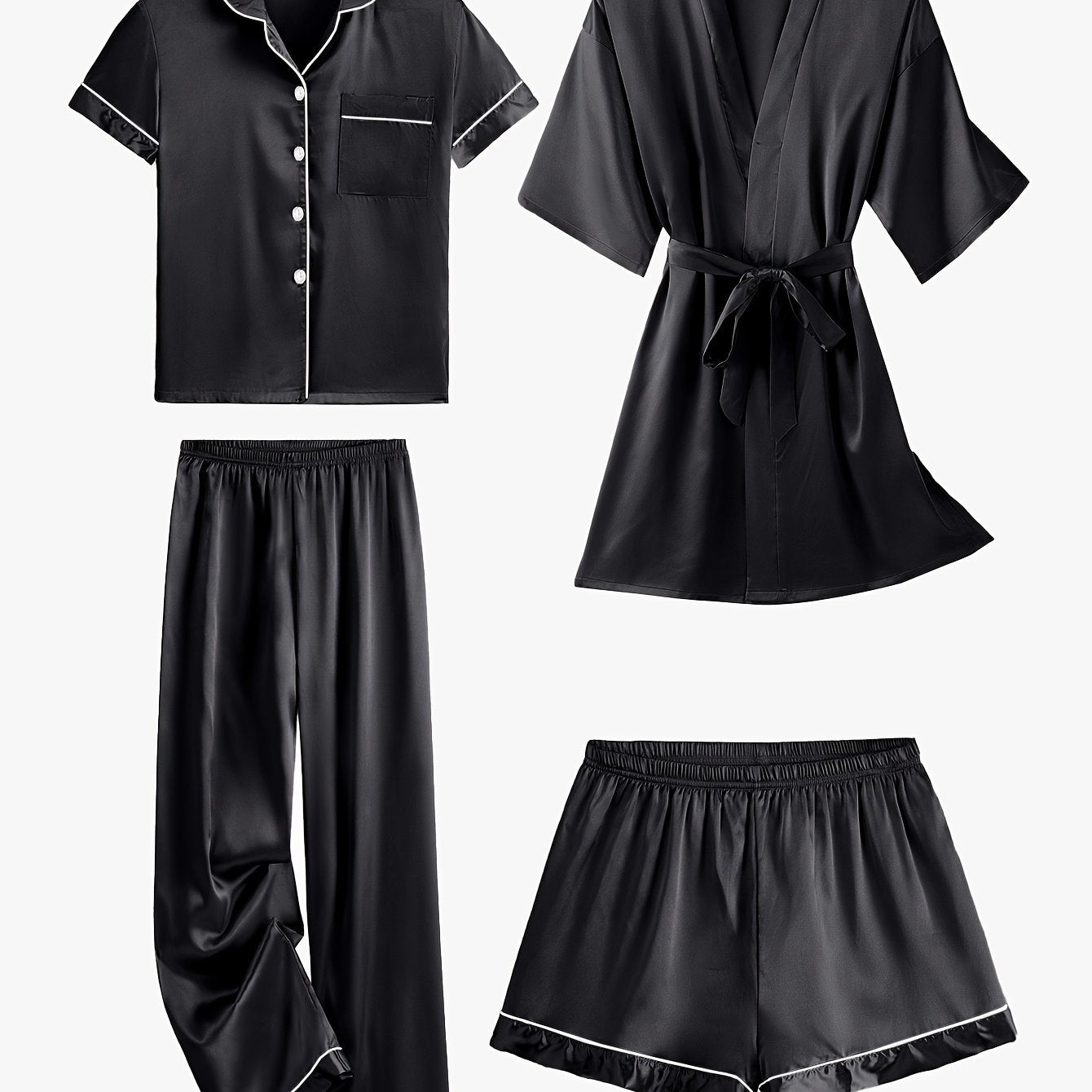 Lavonne™ | 4-Piece Pajama & Mid-Sleeve Robe Set