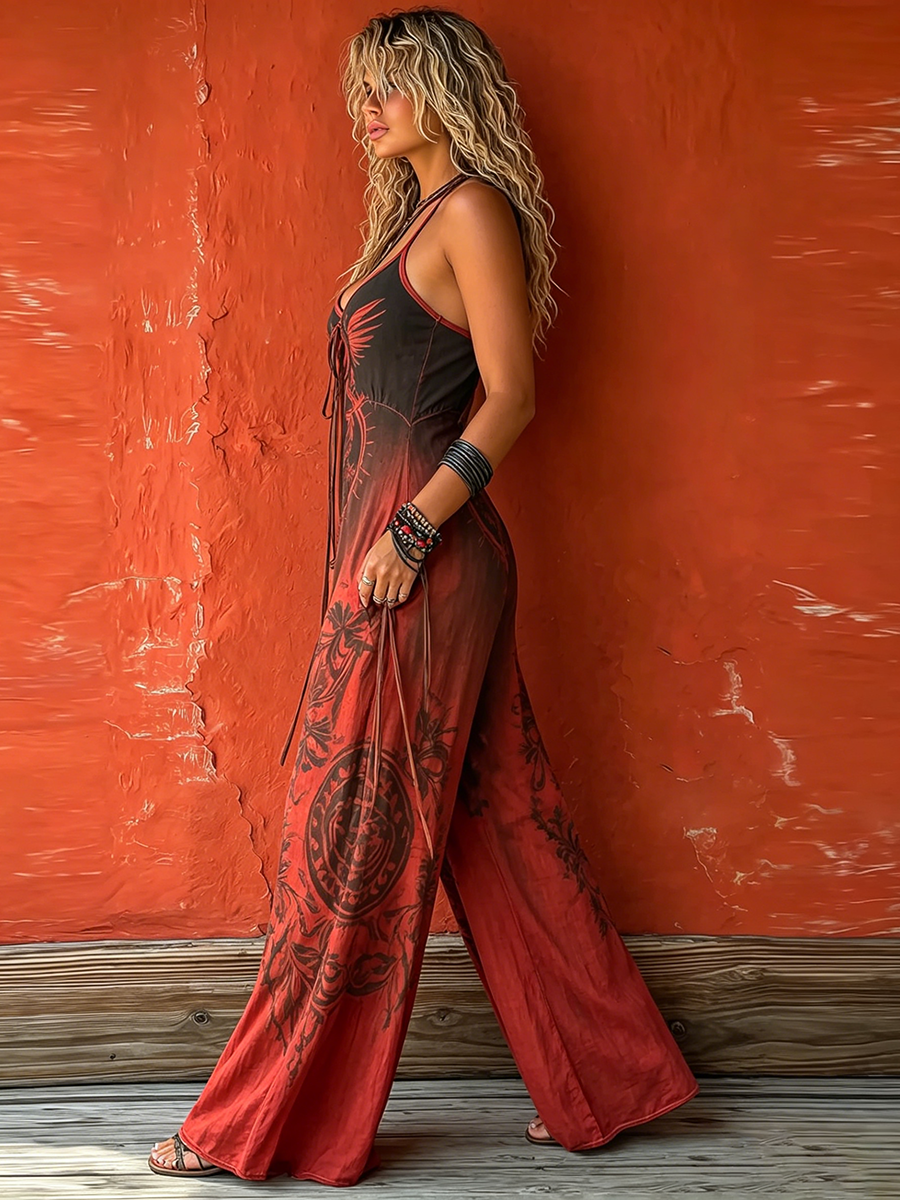 Giselle™ | Bohemian Strappy Wide-Leg Jumpsuit