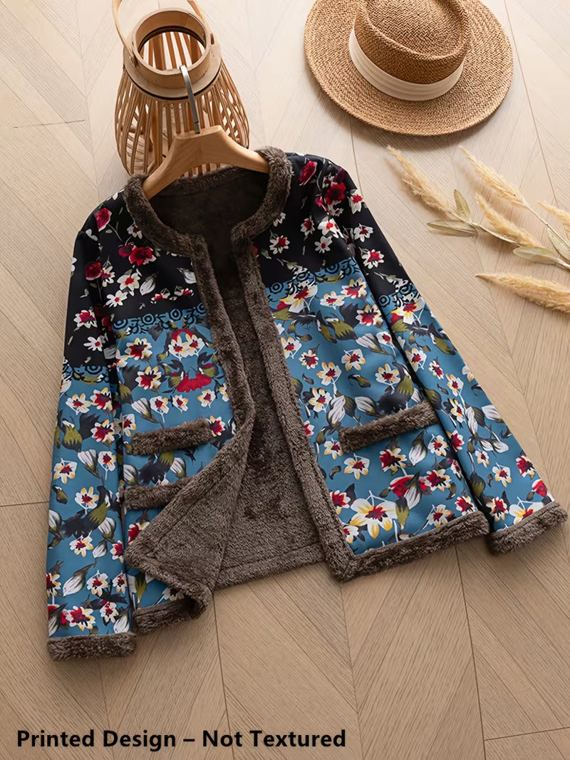 Thalira elegant floral lapel blazer jacket