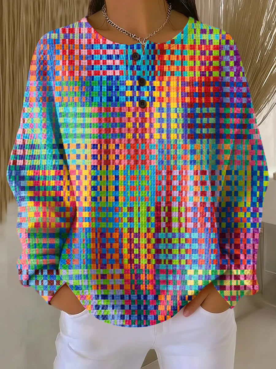 Bianca™ | Sweater with Colorful Checkered Design