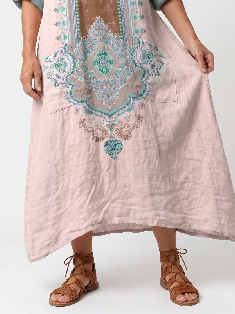 Fabiola™ | Designer Panel Relaxed Pocket Midi Dress